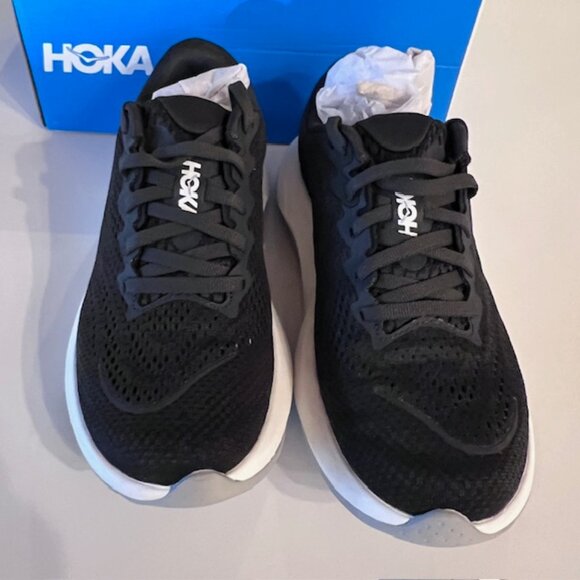 HOKA Rincon 4 Lightweight Running Shoes Black White Performance Trainer 6.5 New - Picture 5 of 8